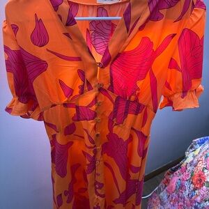 Orange and Pink Floral Dress